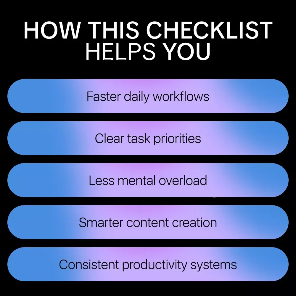 AI-Powered Productivity Checklist for Freelancers & Creators | Smart AI for Freelance Productivity Workflow, Time Management & Creative Systems