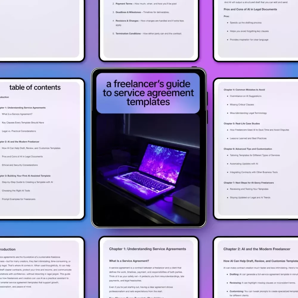 A Freelancer’s Guide to Service Agreement Templates | AI-Powered eBook for Smarter Contracts | ai for service agreement templates
