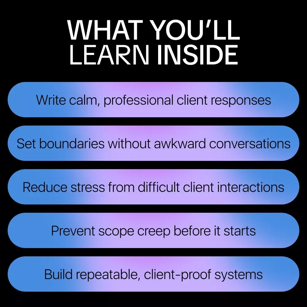 Navigating Difficult Clients with Smart Tools – AI-Powered Client Communication Guide, Freelancer eBook, Boundary-Setting Checklist, Managing Expectations and Scope Creep Digital Download