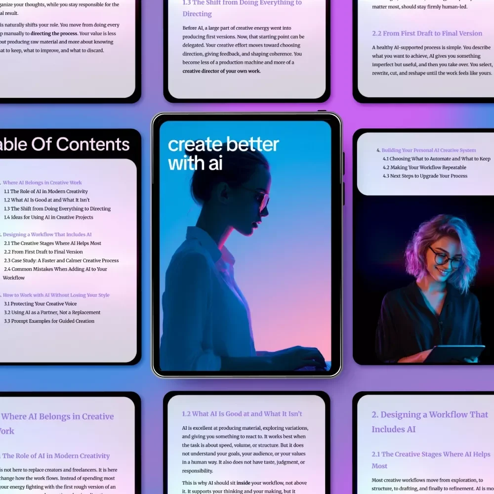 Create Better with AI – A Practical Guide to How AI Fits into Creative Workflows for Designers, Writers & Creators