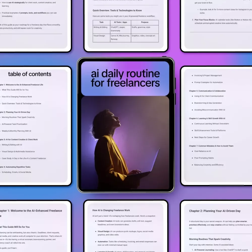 AI Daily Routine For Freelancers Ebook | Smart Productivity Guide for Modern Freelance Workflows | AI Daily Routine For Freelancers