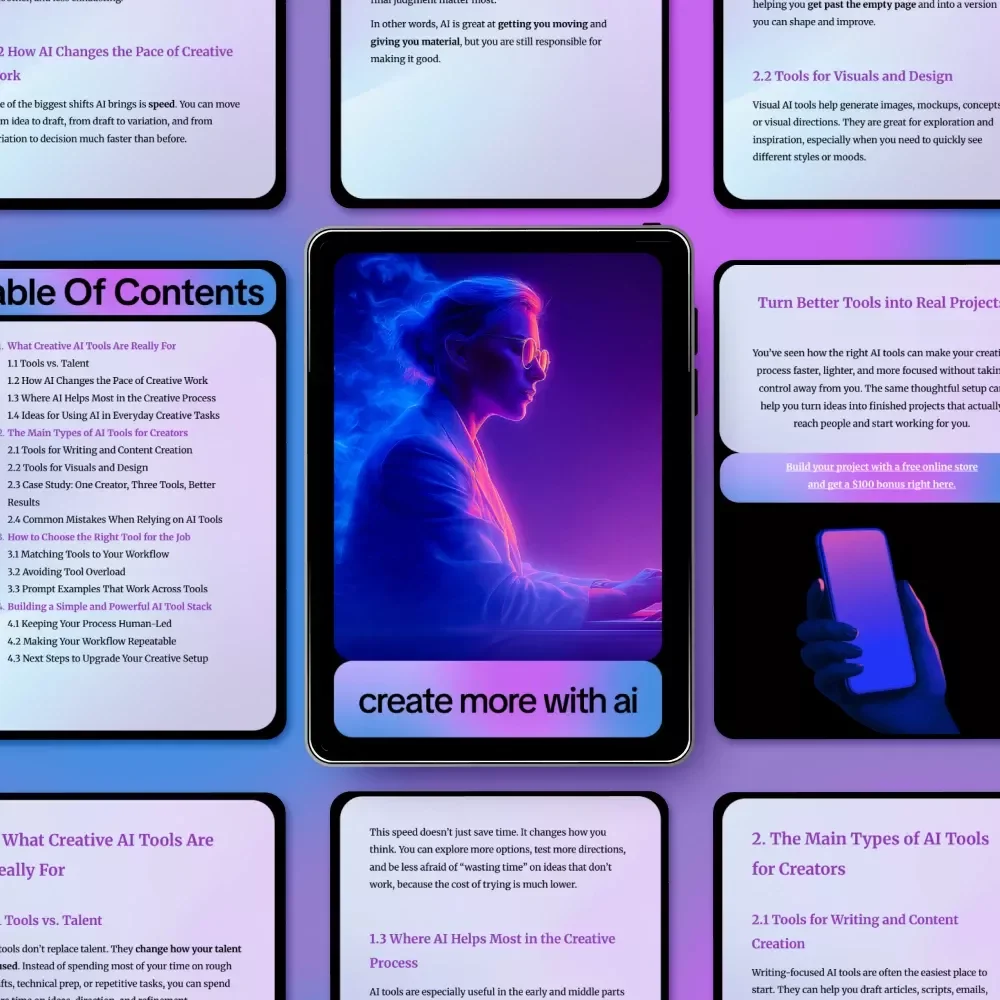 Create More with AI – Practical Guide to ai tools that help creative output for Writers, Designers & Creators
