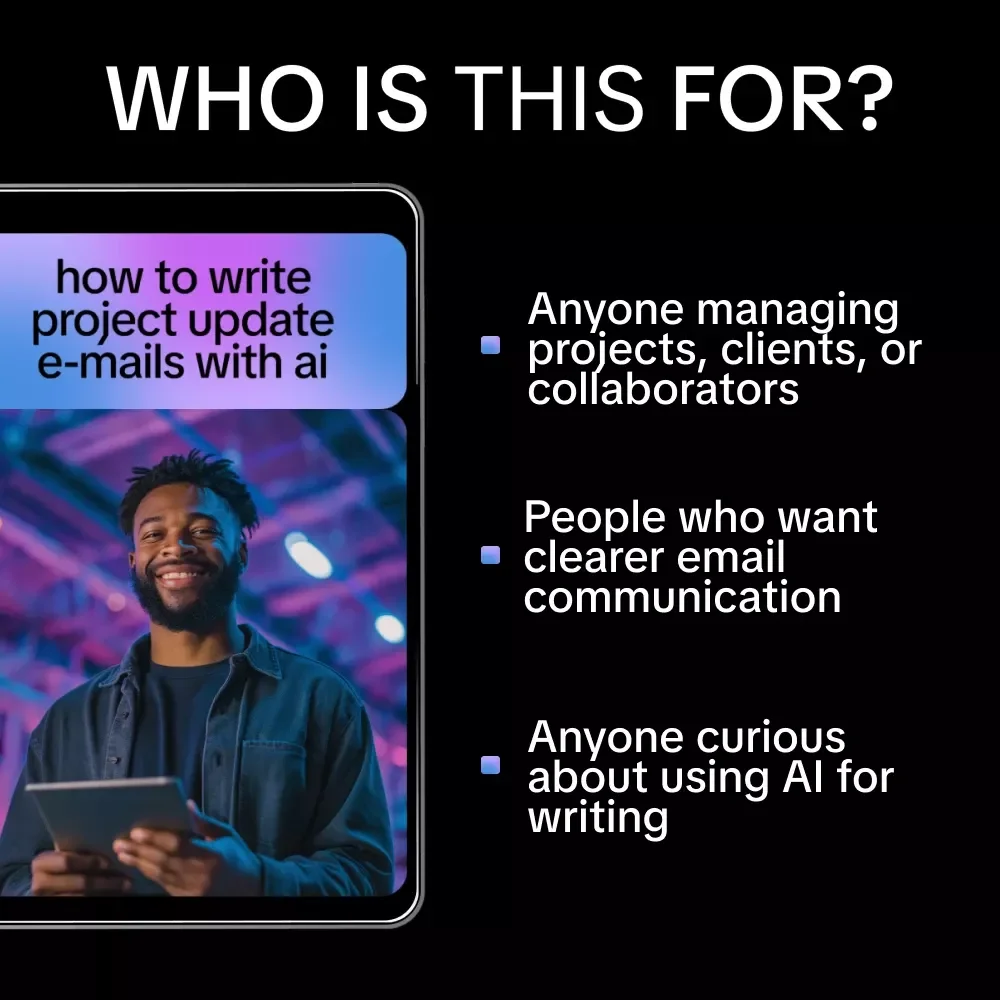 How to Write Project Update E-mails with AI | Digital Guide, AI Writing Prompts, Professional Project Communication eBook, Instant Download