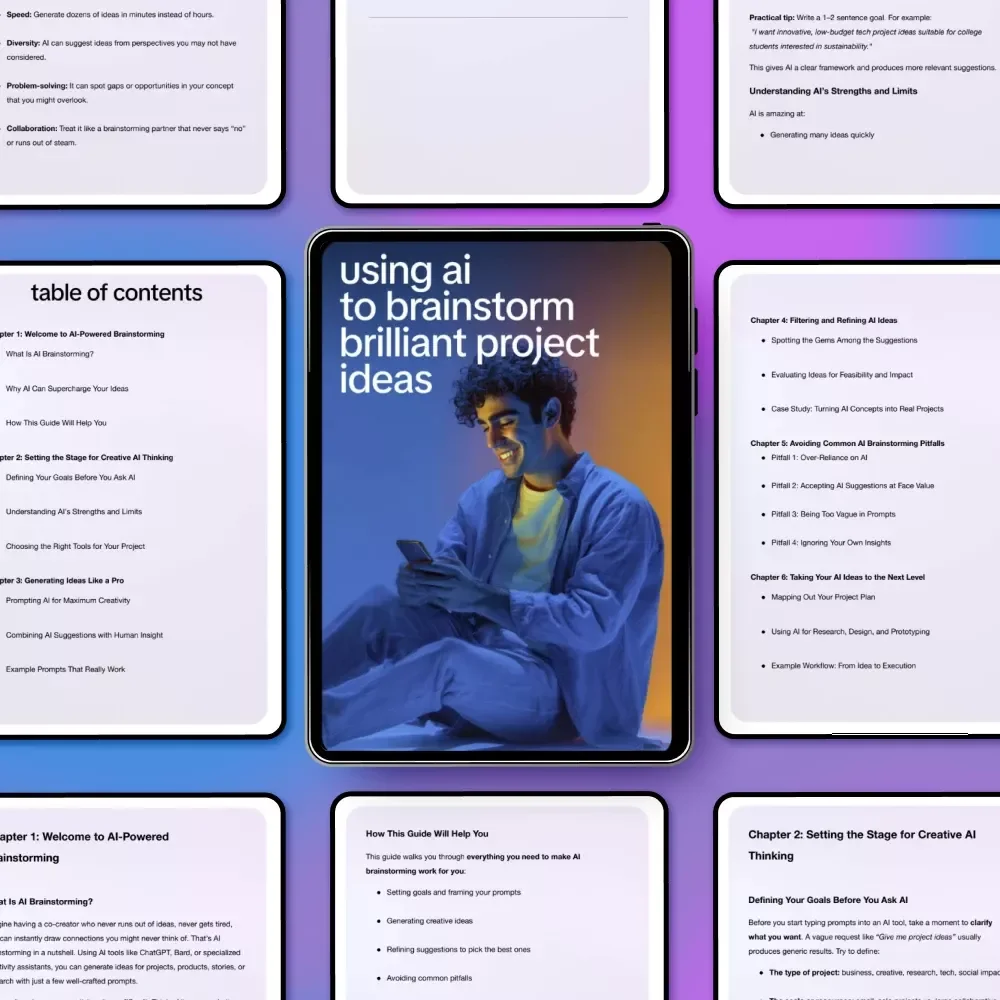 Using AI to Brainstorm Brilliant Project Ideas | Practical Ebook Guide to ai brainstorming for project ideas, Creative Planning & Smart Idea Generation