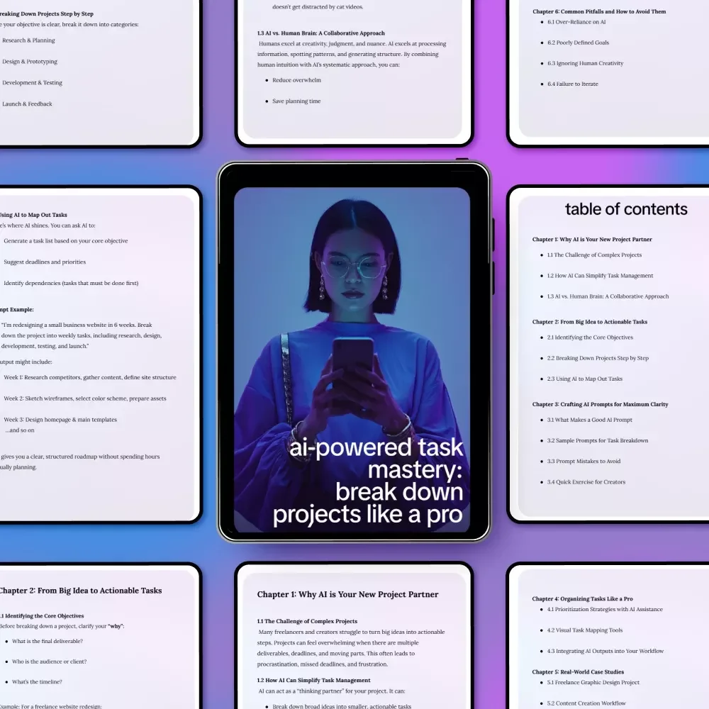 AI-Powered Task Mastery: Break Down Projects Like a Pro – AI Productivity Guide, Task Breakdown eBook, Smart Project Planning Digital Download