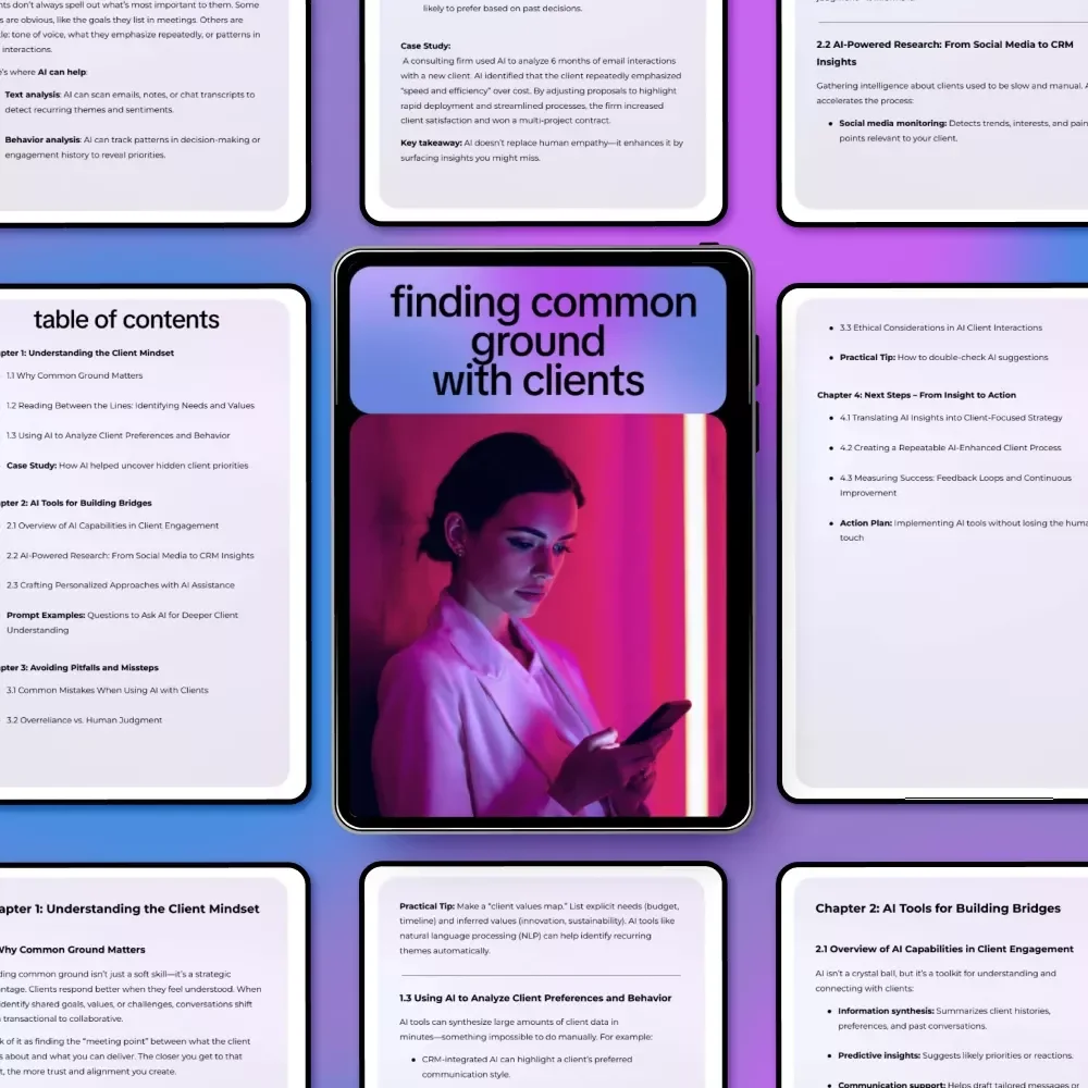 Finding Common Ground with Clients – AI for Finding Common Ground with a Client Guide, eBook & Checklist for Better Client Engagement