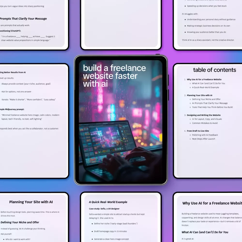 Build a Freelance Website Faster with AI | Freelance Website Guide, AI Website Planning eBook, Digital Download for Creators & Solopreneurs