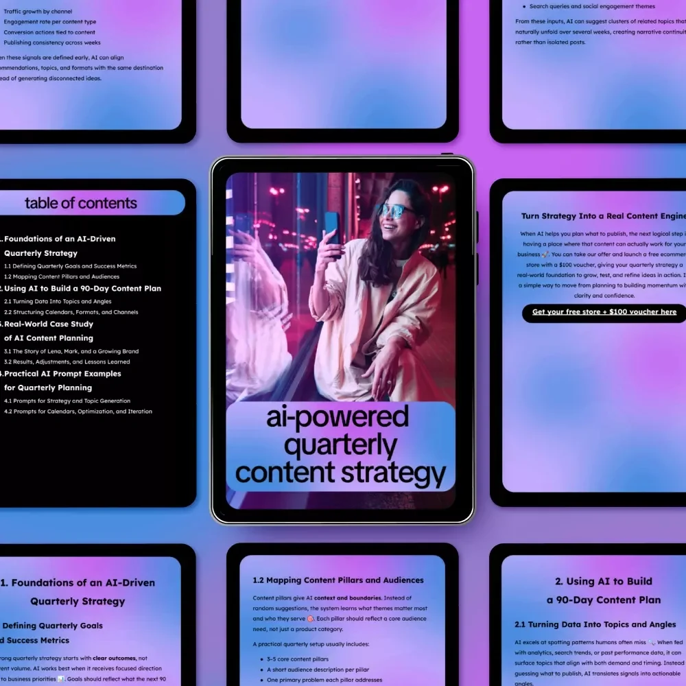 AI-Powered Quarterly Content Strategy Guide – Use AI to Generate a Quarterly Content Strategy for 90-Day Plans, Calendars, and Marketing Success