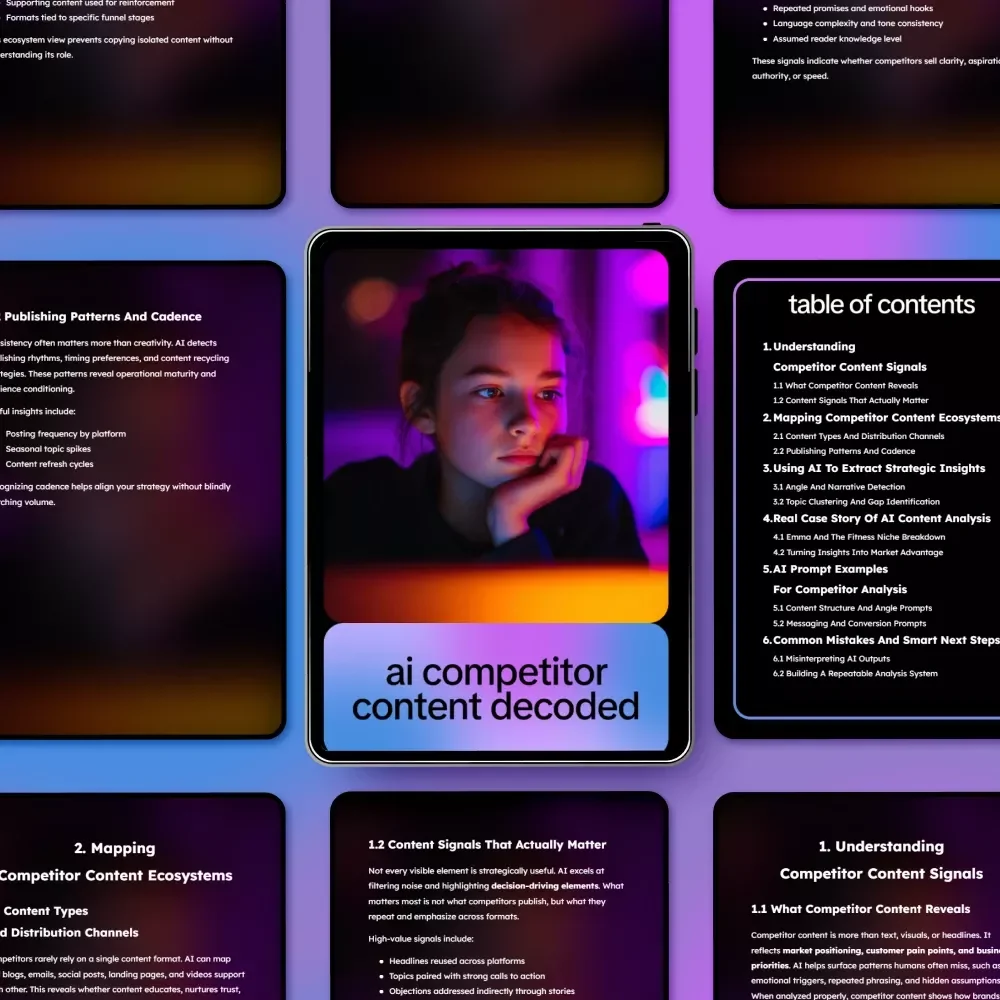 AI Competitor Content Decoded – AI Competitor Content Analysis Guide, Content Strategy eBook, Competitor Research Checklist, Digital Download for Marketers & Creators