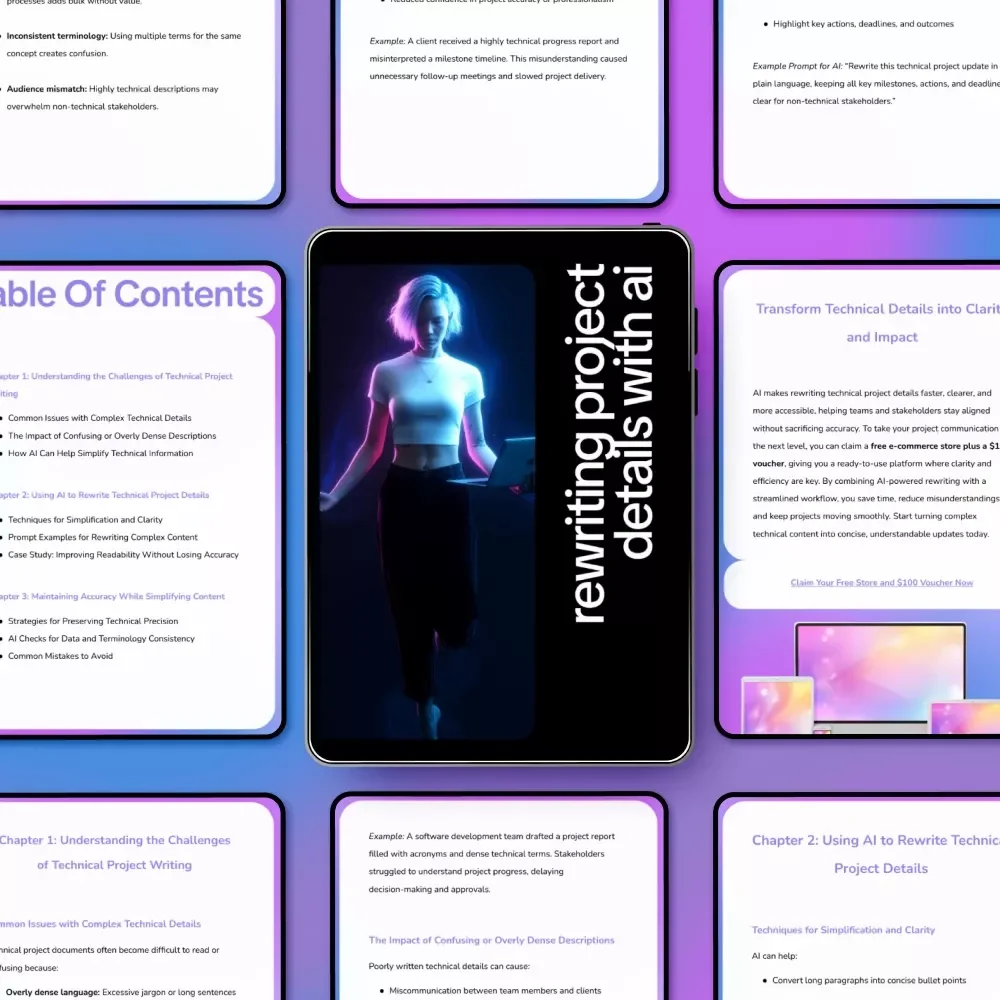 Rewriting Project Details with AI | Ebook for ai help for rewriting technical project details, Clear Technical Writing & Smarter Project Communication