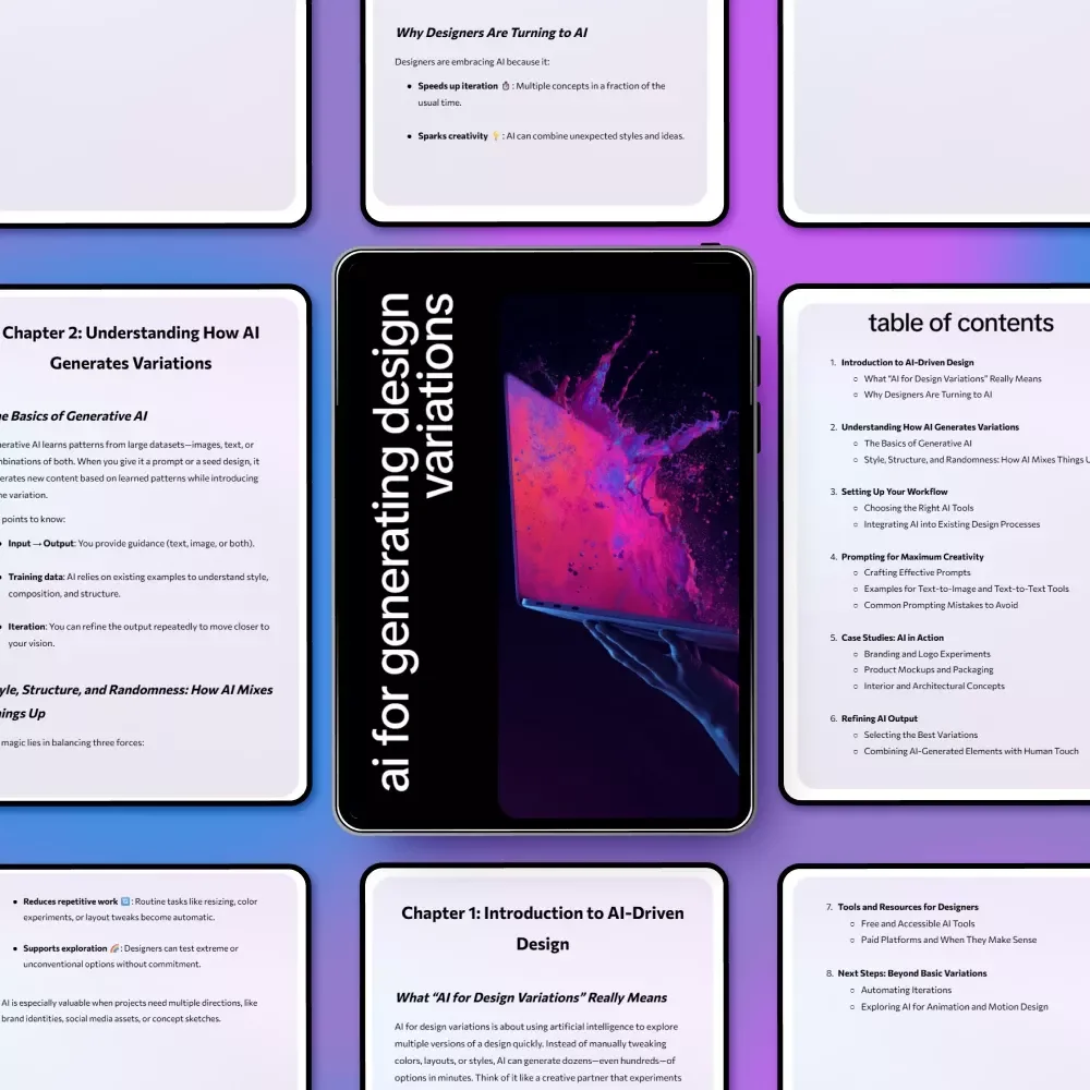 AI for Generating Design Variations | Practical AI Design Guide for Designers, Creatives & Brand Builders | Digital Download eBook
