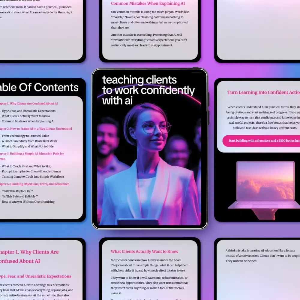 Teaching Clients to Work Confidently with AI | Practical eBook Guide for Consultants, Coaches & Agencies on how to educate clients about ai