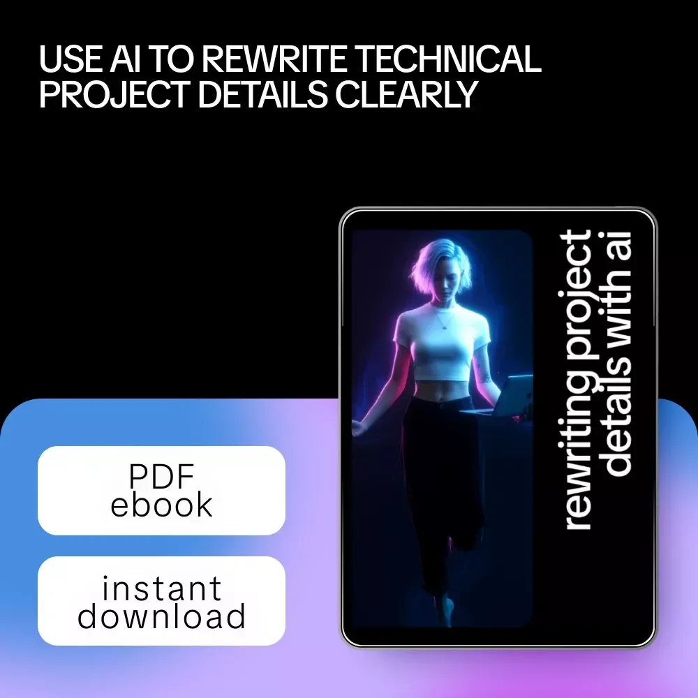 Rewriting Project Details with AI | Ebook for ai help for rewriting technical project details, Clear Technical Writing & Smarter Project Communication