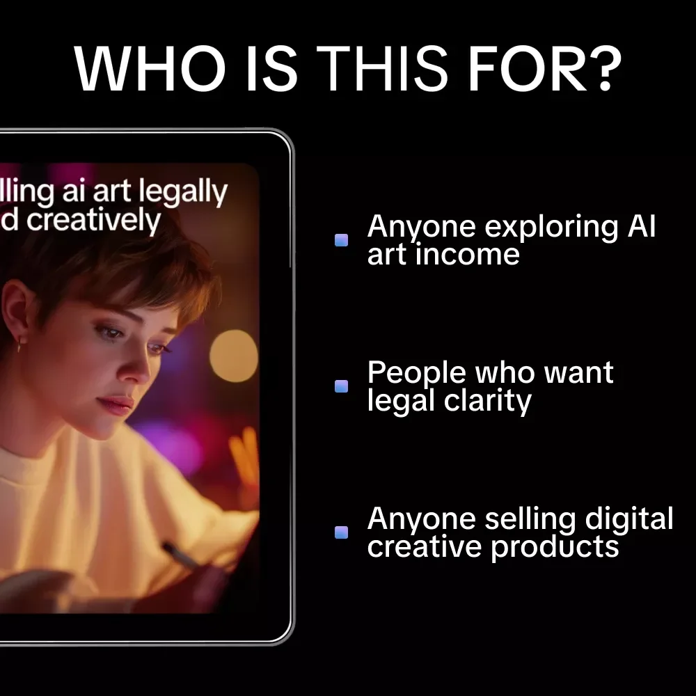 Selling AI Art Legally and Creatively – Ebook Guide | Can You Sell AI Generated Art, Copyright, Prompts & Marketplaces