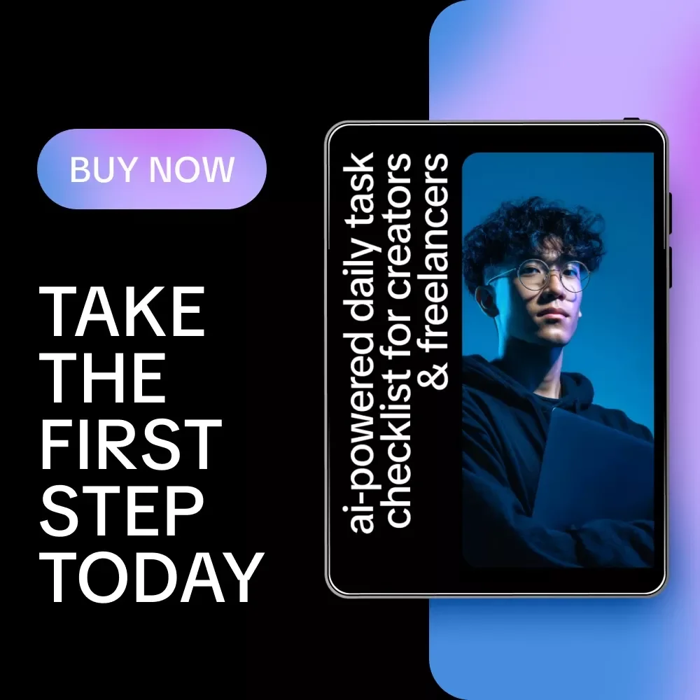 AI-Powered Daily Task Checklist for Creators & Freelancers | Smart Productivity Guide, Daily Planner, Digital Download for Freelancers & Online Creators