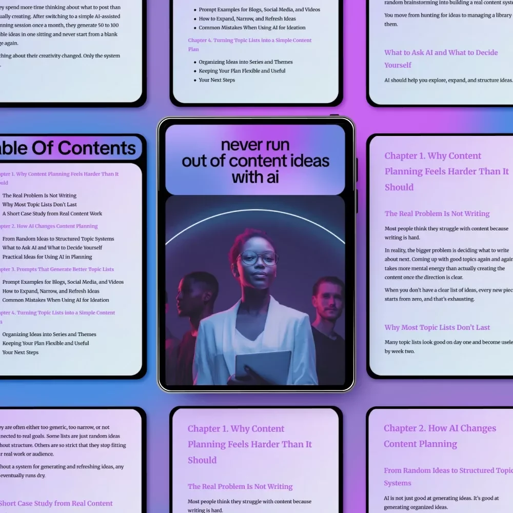 Never Run Out of Content Ideas with AI – Practical Guide with AI Prompts for Content Planning & Topic Lists
