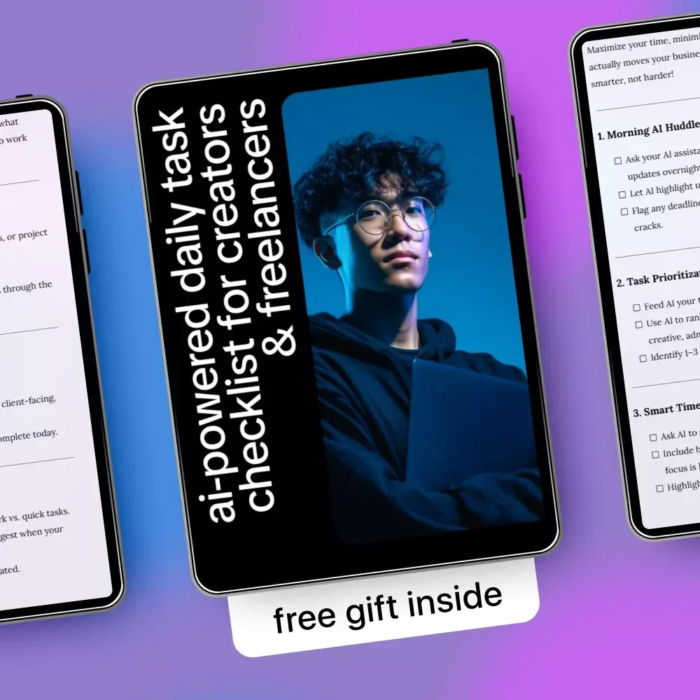 AI-Powered Daily Task Checklist for Creators & Freelancers | Smart Productivity Guide, Daily Planner, Digital Download for Freelancers & Online Creators
