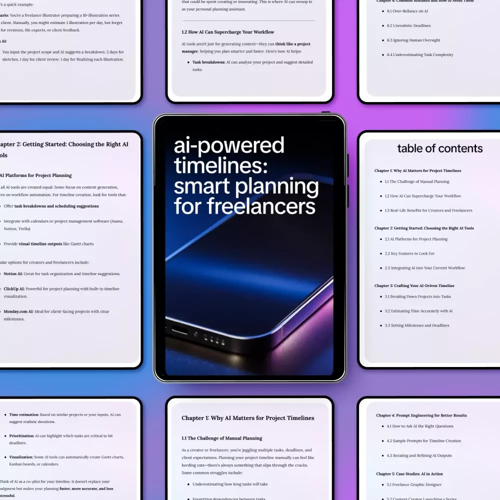 AI-Powered Timelines: Smart Planning for Freelancers – AI Project Planning Guide, Digital Download eBook for Freelancers, Creators & Consultants
