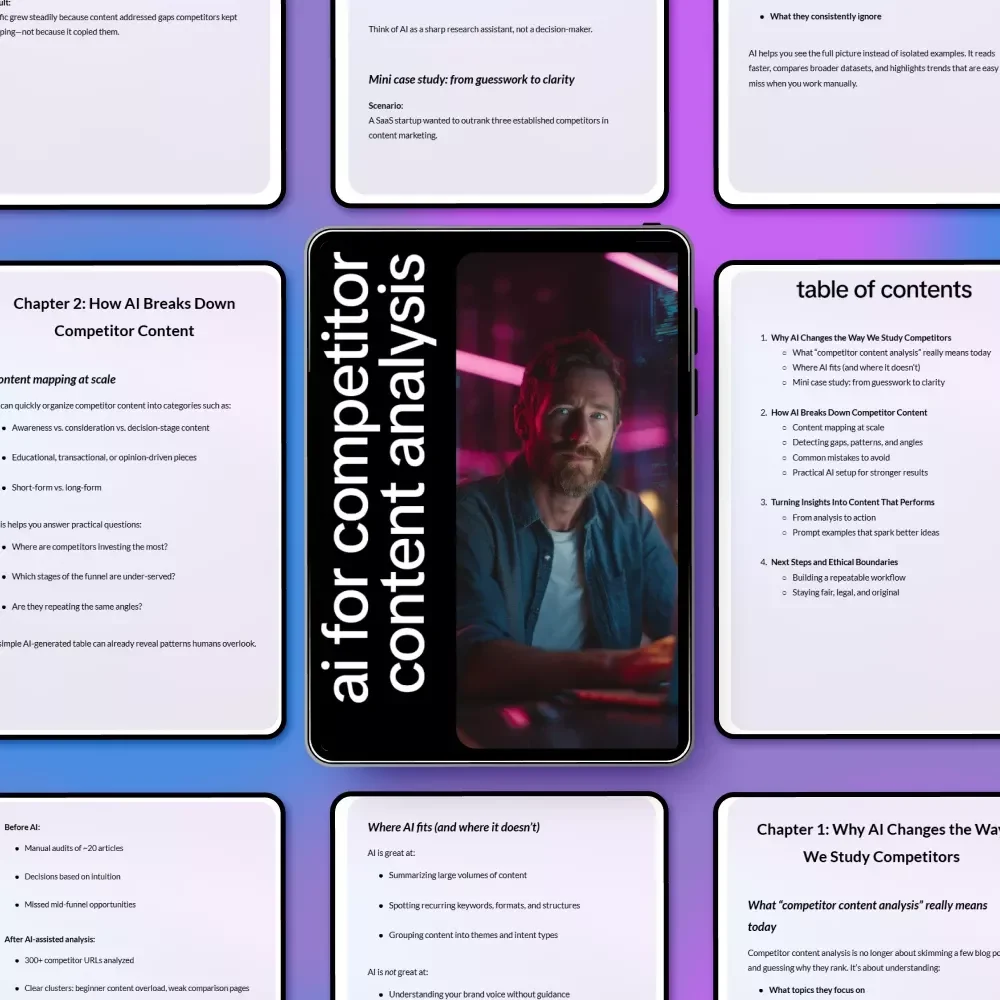 AI for Competitor Content Analysis – Smart AI Marketing Guide, Content Research eBook, Digital Download for Creators & Businesses