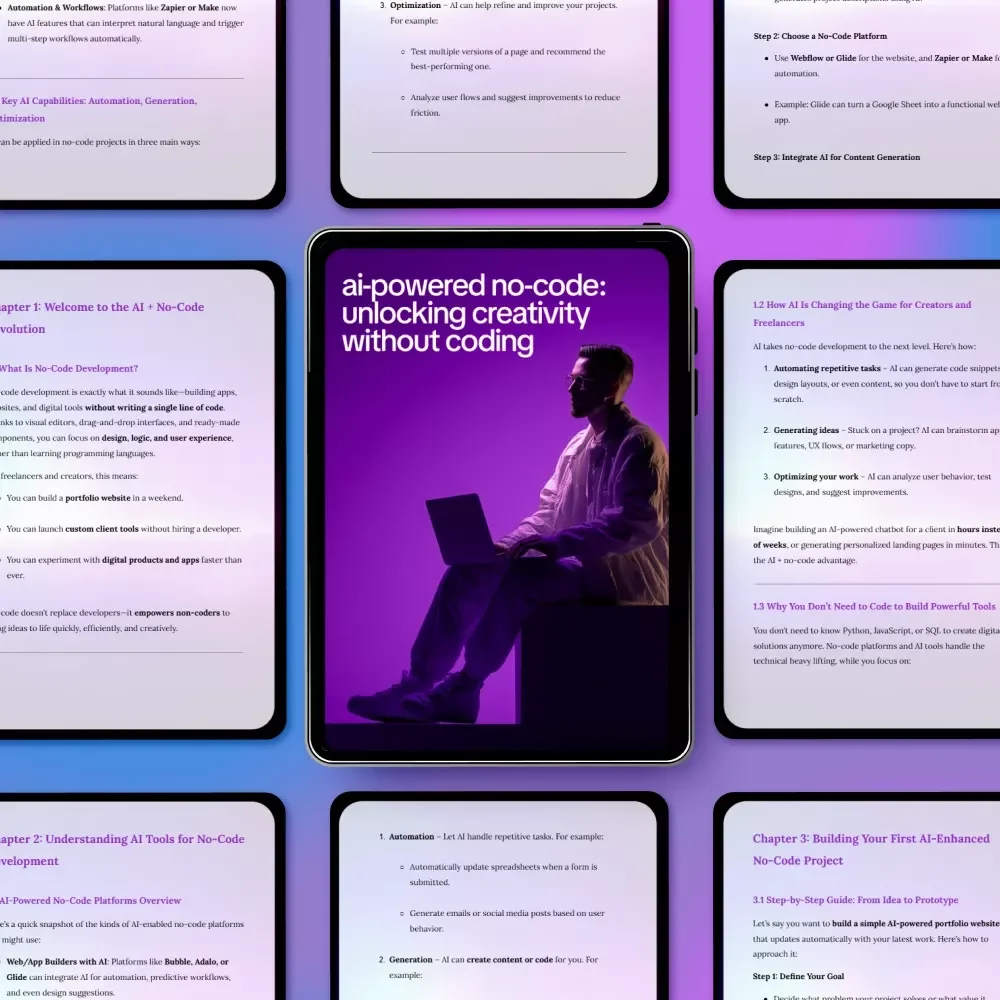 AI-Powered No-Code: Unlocking Creativity Without Coding | eBook for Creators & Freelancers | AI for No-Code Development Skills Guide