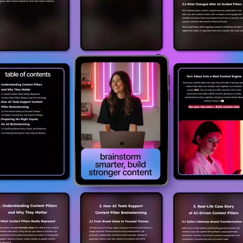 Brainstorm Smarter, Build Stronger Content | Ebook for Creators Using an ai tool for brainstorming content pillars