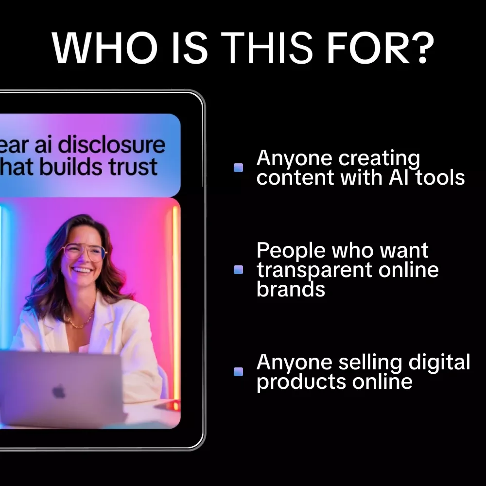 Clear AI Disclosure That Builds Trust | Practical eBook with ai disclosure statement examples for Websites, Marketing & Digital Products