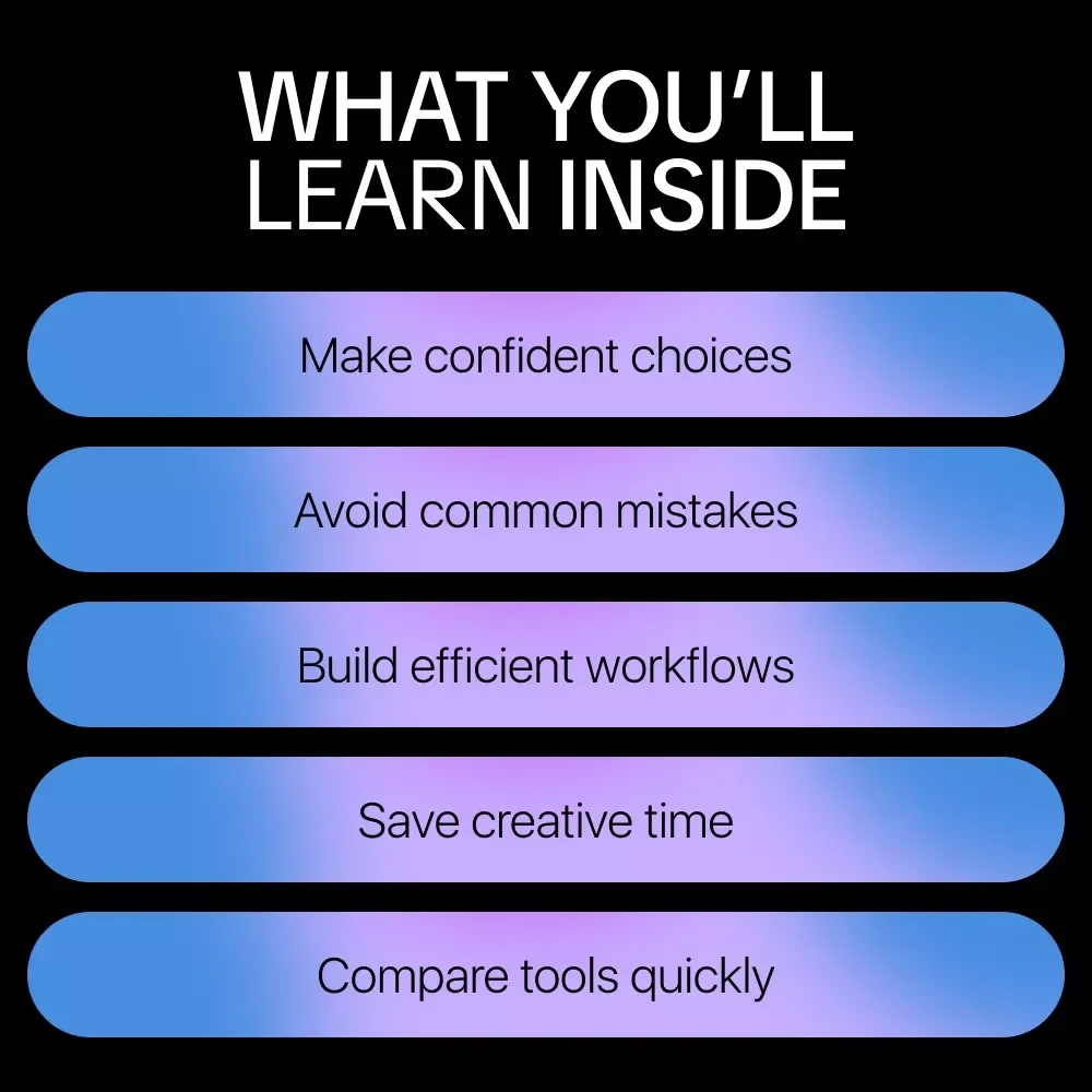 Choosing the Right AI Creative Tool for Your Work – Ultimate eBook Guide for Comparison of AI Creative Tools, Creative Stacks, and Practical Testing