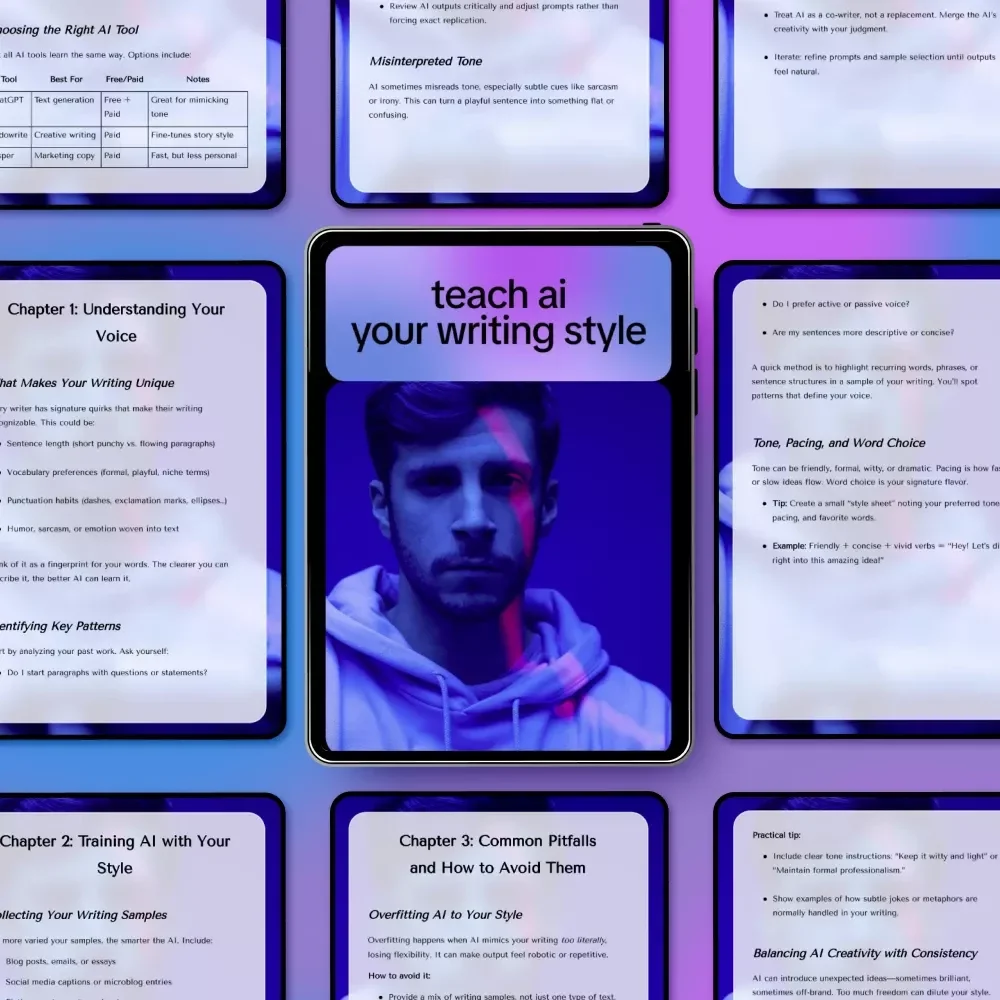 Teach AI Your Writing Style – A Practical Guide on how to teach ai your writing style, Train ChatGPT to Sound Like You, Build a Consistent Brand Voice, and Write Faster with AI