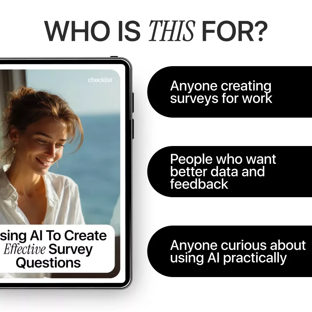 Using AI to Create Effective Survey Questions | AI Survey Design Checklist, Market Research Guide, Customer Feedback eBook, Digital Download
