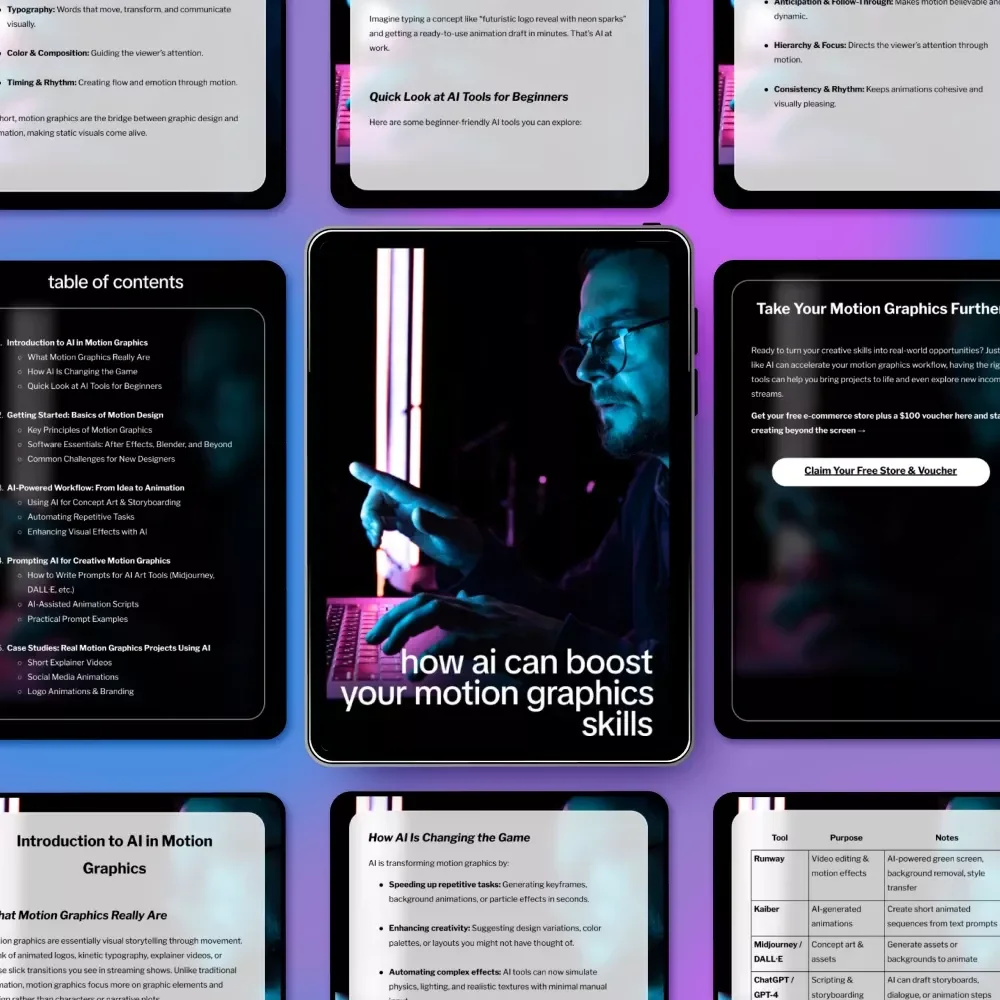 How AI Can Boost Your Motion Graphics Skills | Beginner-Friendly Ebook with AI Help for Motion Graphics Basics, Creative Workflow & Animation Prompts