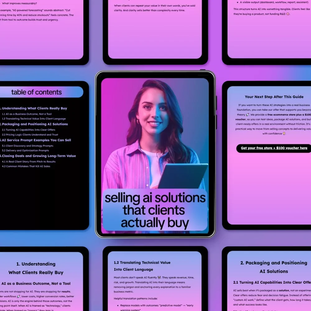 Selling AI Solutions That Clients Actually Buy – Practical Guide on how to sell ai solutions to clients, Clear Offers, Pricing Logic & Proven Prompts
