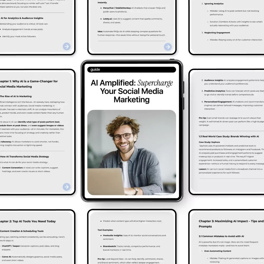 AI Amplified: Supercharge Your Social Media Marketing – Practical Guide to the Best AI Tools for Social Media Marketing, Content, Growth & Automation