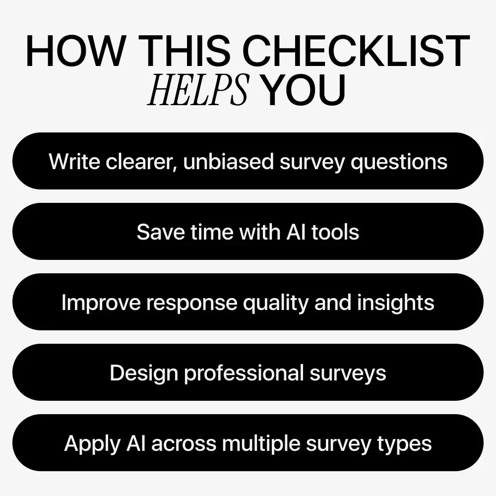 Using AI to Create Effective Survey Questions | AI Survey Design Checklist, Market Research Guide, Customer Feedback eBook, Digital Download