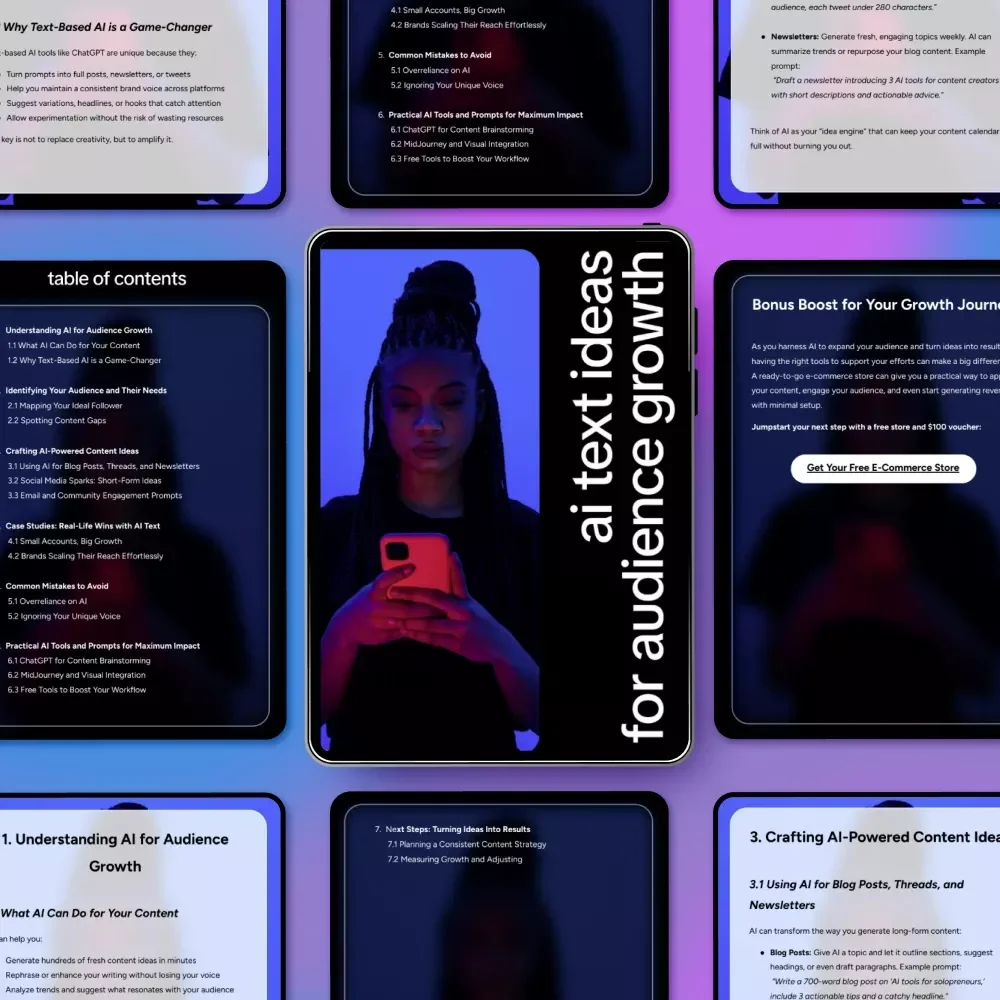 AI Text Ideas for Audience Growth | Actionable Ebook for Creators, Coaches & Brands Using AI Text Ideas for Audience Growth