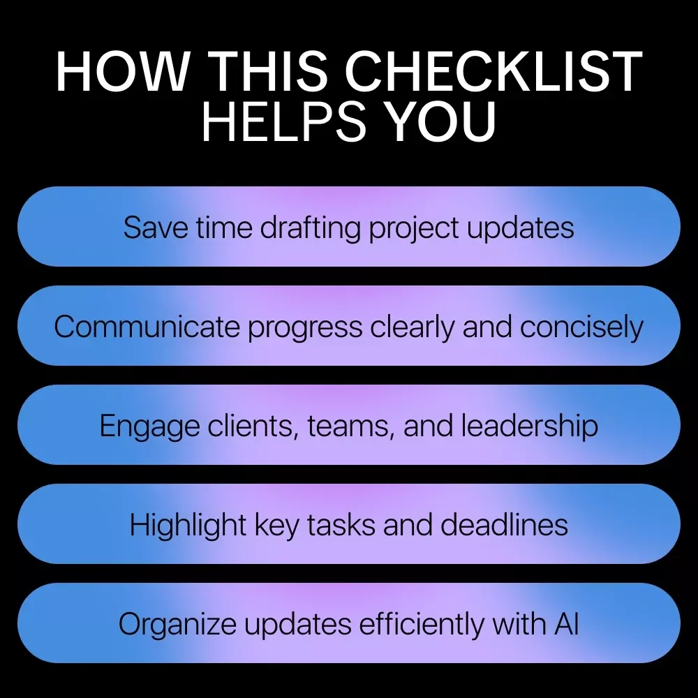How AI Can Help You Project Updates – Step-by-Step Guide, eBook, Checklist for Efficient Project Management, Client Communication & Team Reporting