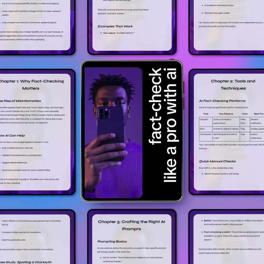 Fact-Check Like a Pro with AI | Practical Guide on how to use ai to check facts in text | Digital Download for Writers, Creators & Researchers