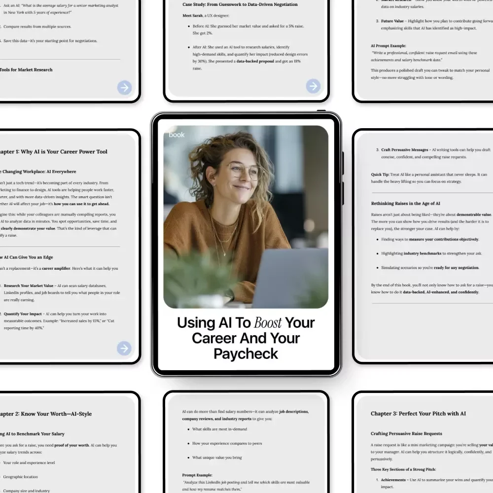 Using AI to Boost Your Career and Your Paycheck – Smart eBook Guide on how to use ai to get a raise, Salary Growth, Career Advancement & Future-Proof Skills