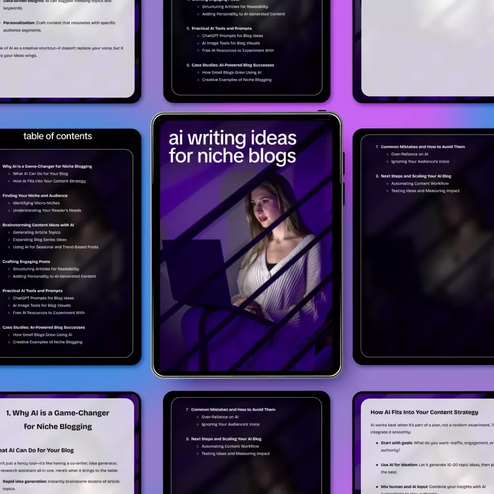 AI Writing Ideas for Niche Blogs | eBook for Smart Content Planning, Blog Topic Generation & Creative AI Blogging
