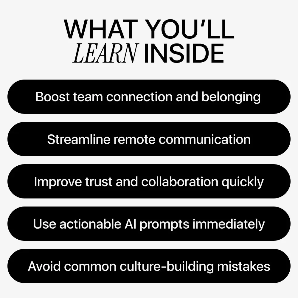 AI Tools That Bring Remote Teams Together | Digital Guide, eBook & Checklist for Building Team Culture, Boosting Connection, Belonging & Engagement in Distributed Teams