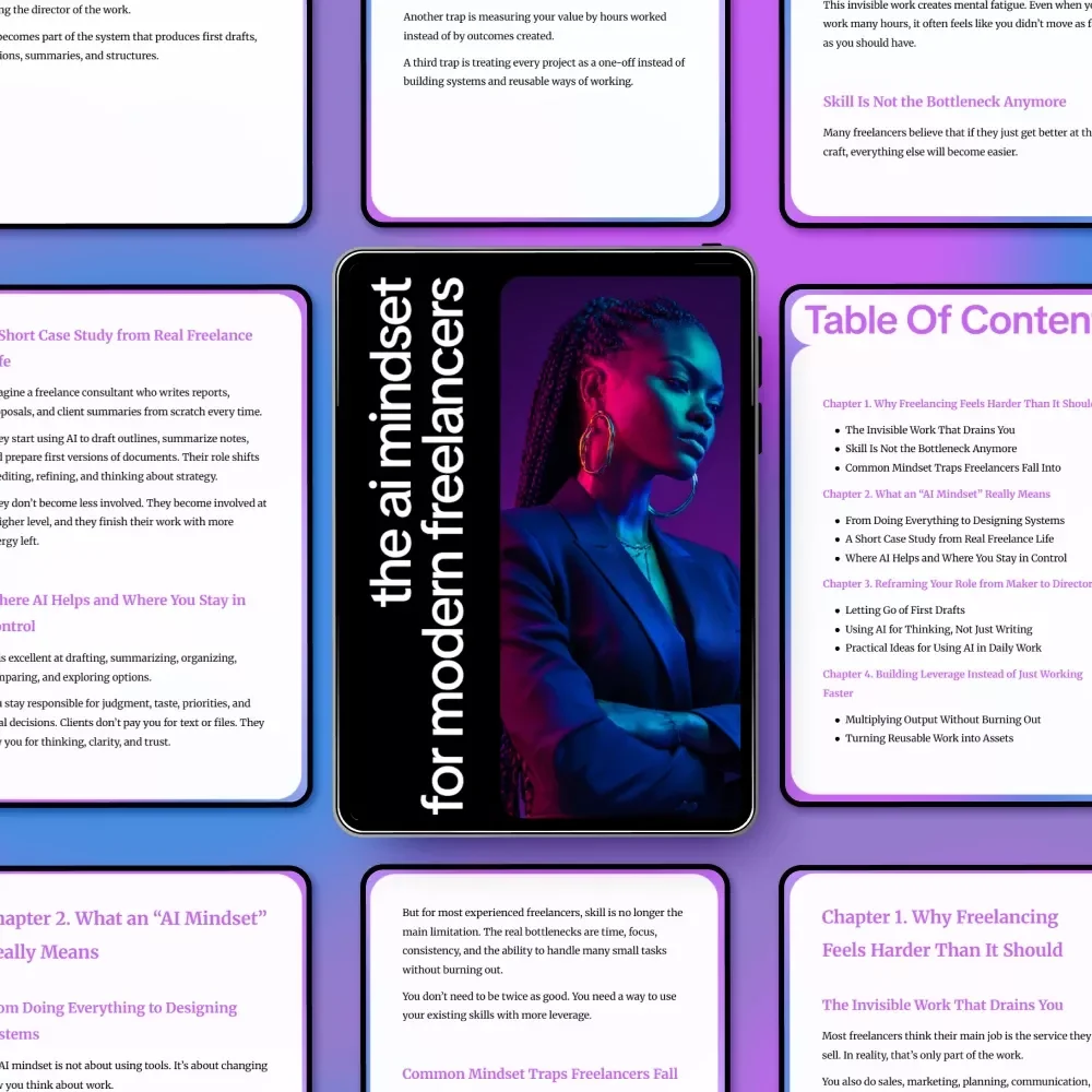 The AI Mindset for Modern Freelancers: Digital Download eBook, Guide, Checklist for Freelance Productivity, AI Workflow, and Business Growth