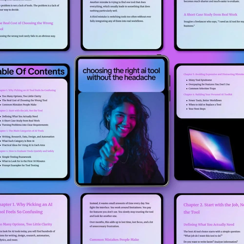 Choosing the Right AI Tool Without the Headache | Practical eBook Guide on how to find the right ai tool for Work, Business & Productivity