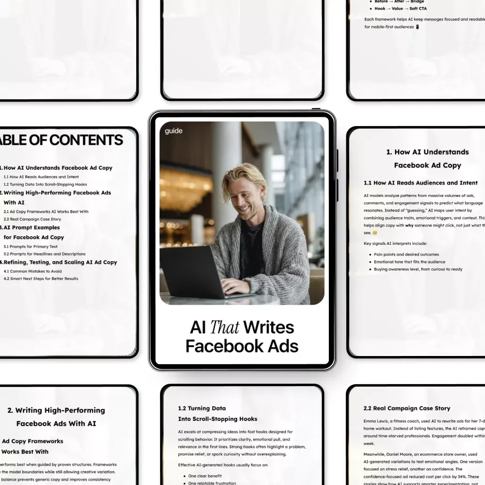 AI That Writes Facebook Ads – Smart Guide to ai for creating facebook ad copy, High-Converting Ad Copy, Prompts & Frameworks for Better Facebook Campaigns