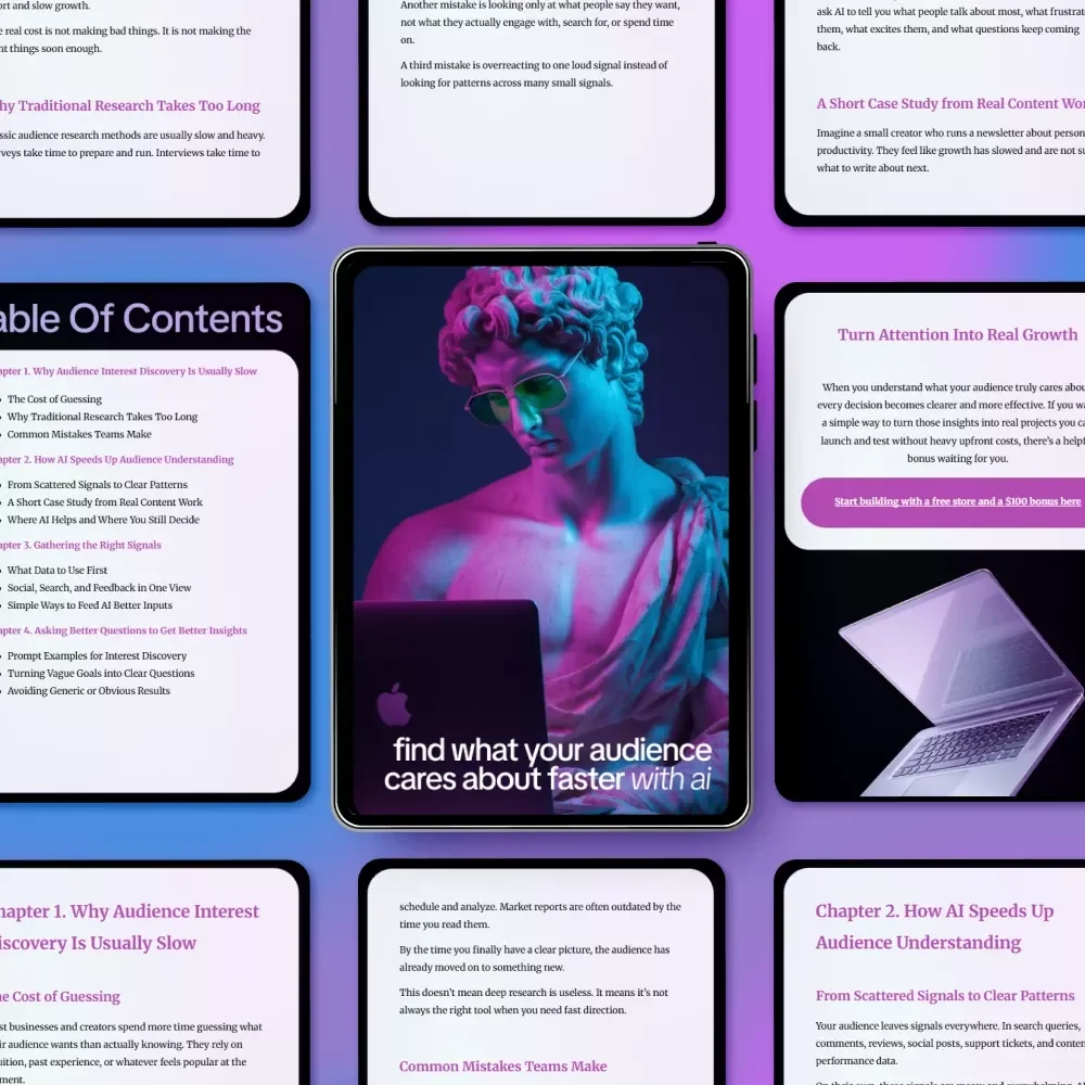 Find What Your Audience Cares About Faster with AI – Ebook Guide for ai help for identifying audience interests fast, Smarter Content & Marketing Research
