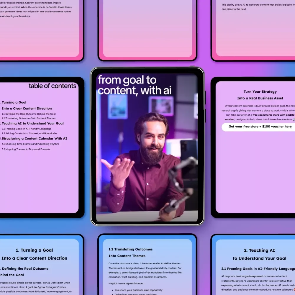From Goal to Content, With AI – Ebook Guide to Use ai to create a content calendar from a goal | Strategic Content Planning & AI Prompts