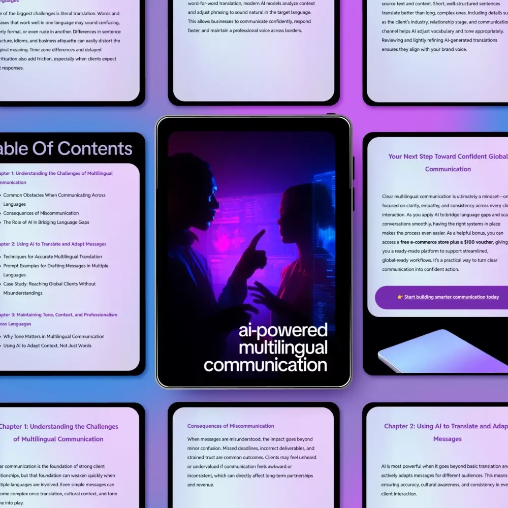 AI-Powered Multilingual Communication | Practical Ebook Guide on how to use ai for multilingual client communication for Global Businesses & Freelancers