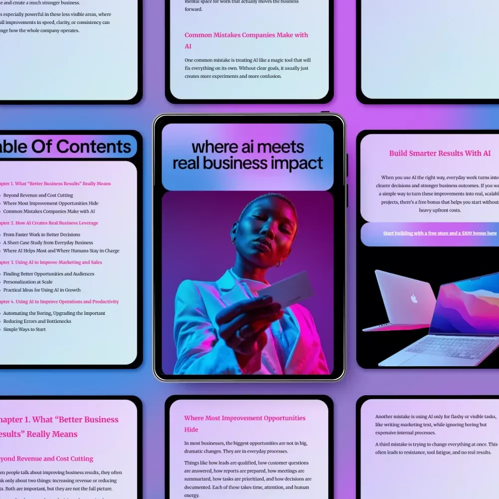 Where AI Meets Real Business Impact | Practical Ebook on how ai improves business results for Leaders, Marketers & Operators