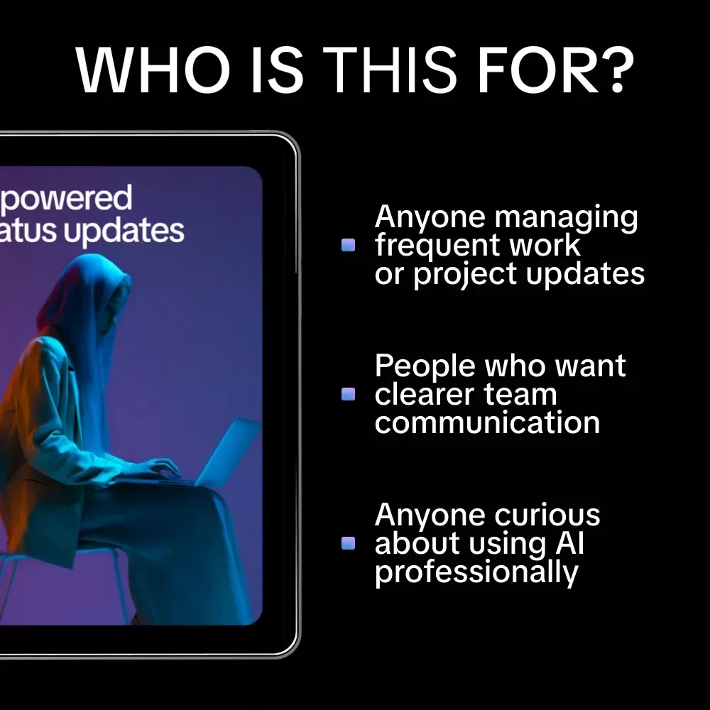 AI-Powered Status Updates | Ebook Guide on how to use ai to write status updates for Work, Teams & Clients