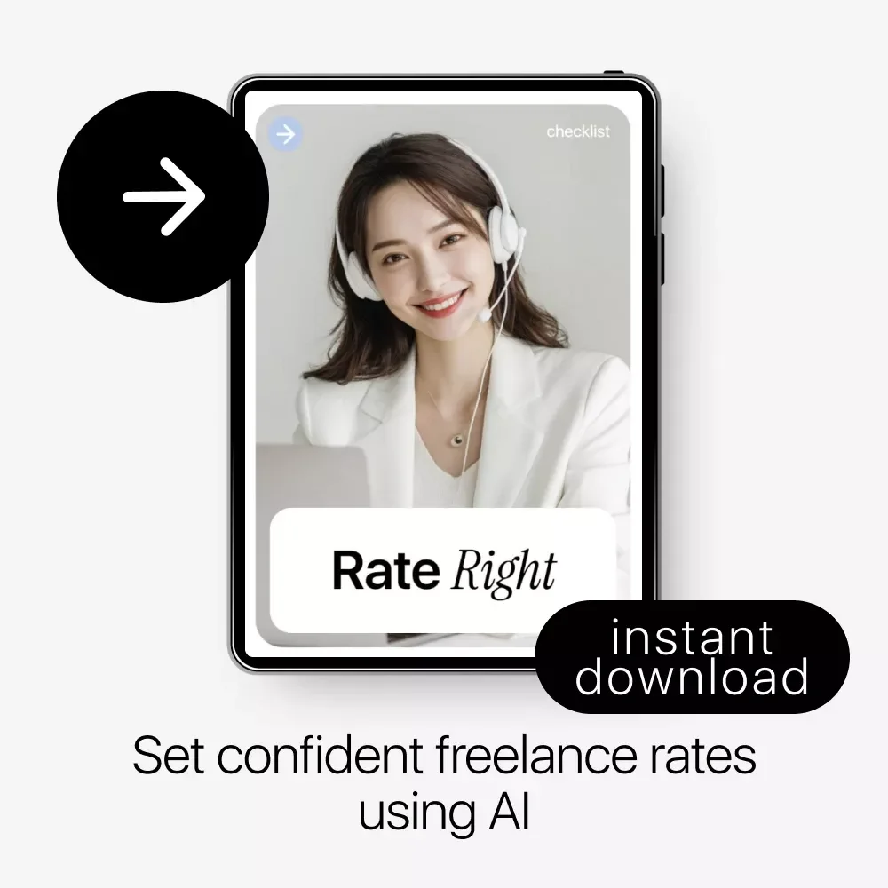 Rate Right | Freelance Pricing Checklist with ai for setting freelance rates, Confident Rates, Smart Pricing Strategy