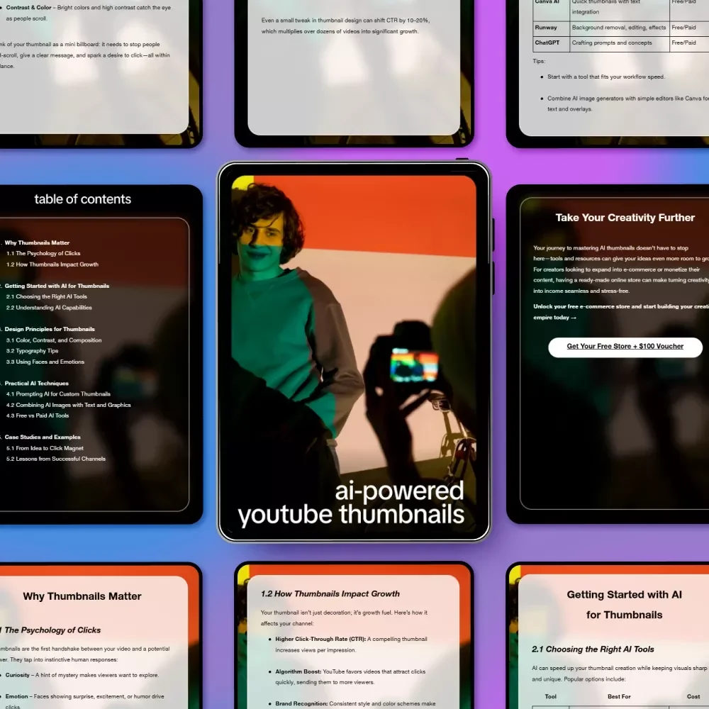 AI-Powered YouTube Thumbnails Ebook – Step-by-Step Guide on how to create youtube thumbnails with ai for Click-Worthy Channel Growth
