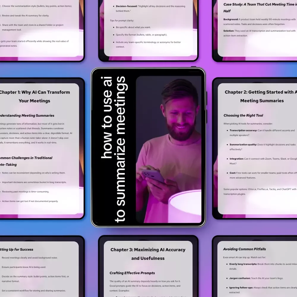 How to Use AI to Summarize Meetings | Smart AI Meeting Notes Guide for Busy Teams & Professionals | Digital Download